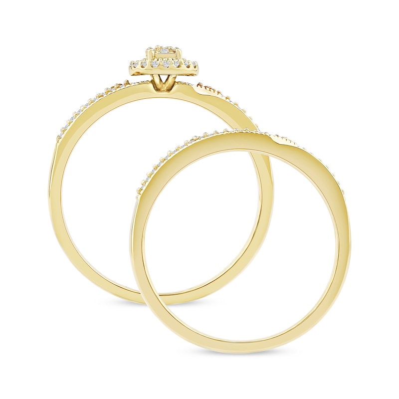 Main Image 3 of 0.20 CT. T.W. Multi-Diamond Frame Bridal Set in Sterling Silver with 14K Gold Plate