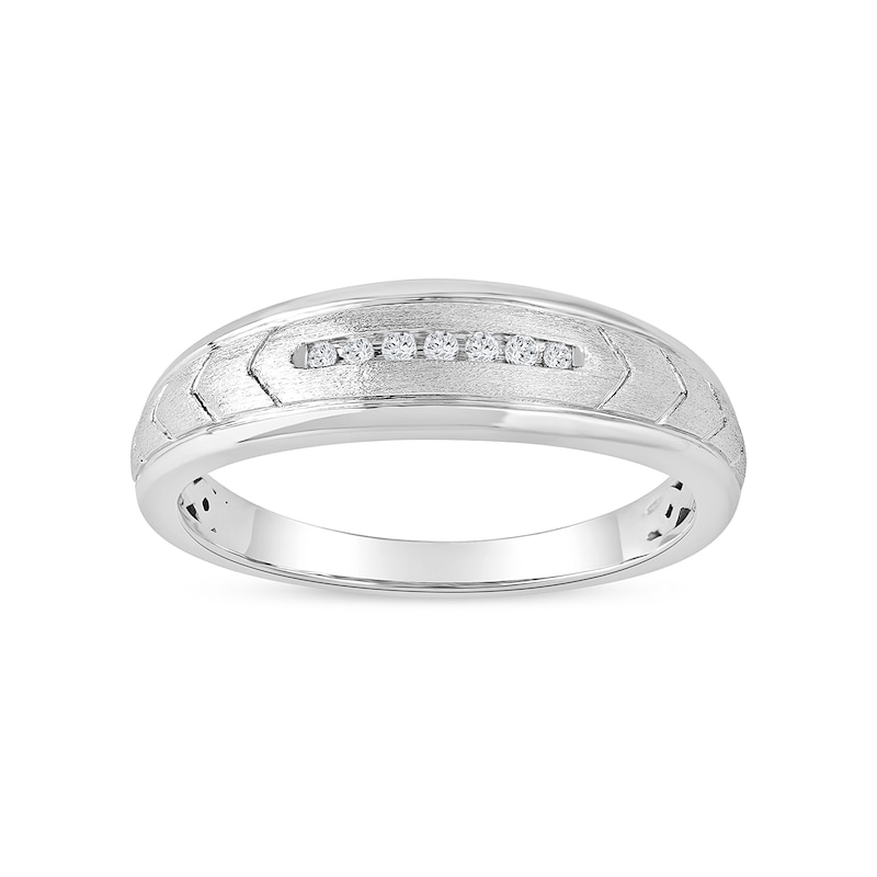 0.27 CT. T.W. Diamond Arrow Groove Wedding Band in Sterling Silver