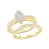 Thumbnail Image 1 of 0.46 CT. T.W. Diamond Marquise Frame Bridal Set in Sterling Silver with 14K Gold Plate