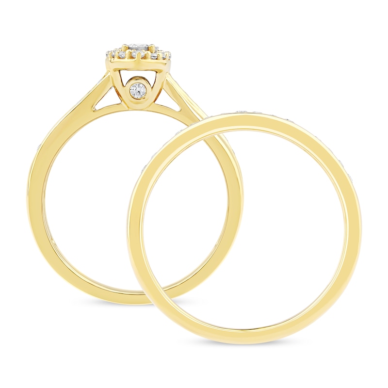 Main Image 3 of 0.46 CT. T.W. Diamond Marquise Frame Bridal Set in Sterling Silver with 14K Gold Plate