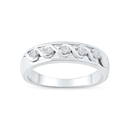 0.22 CT. T.W. Diamond “S” Curve Wedding Band in Sterling Silver