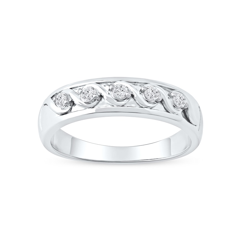 0.22 CT. T.W. Diamond "S" Curve Wedding Band in Sterling Silver