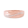 Thumbnail Image 3 of 0.14 CT. T.W. Diamond Curved Ribbon Wedding Band in Sterling Silver with 14K Rose Gold Plate