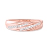 Thumbnail Image 3 of 0.27 CT. T.W. Diamond Channel-Set Diagonal Ribbons Wedding Band in Sterling Silver with 14K Rose Gold Plate