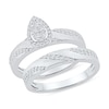 Thumbnail Image 1 of 0.36 CT. T.W. Diamond Pear Frame Bridal Set in Sterling Silver