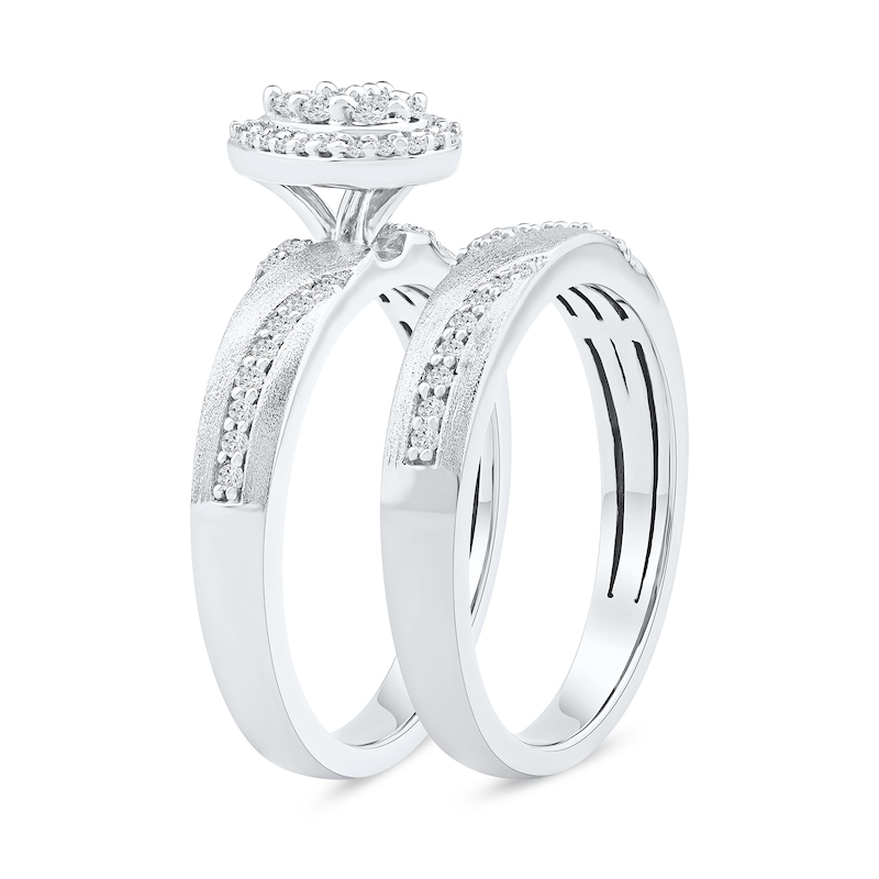 Main Image 2 of 0.36 CT. T.W. Diamond Pear Frame Bridal Set in Sterling Silver
