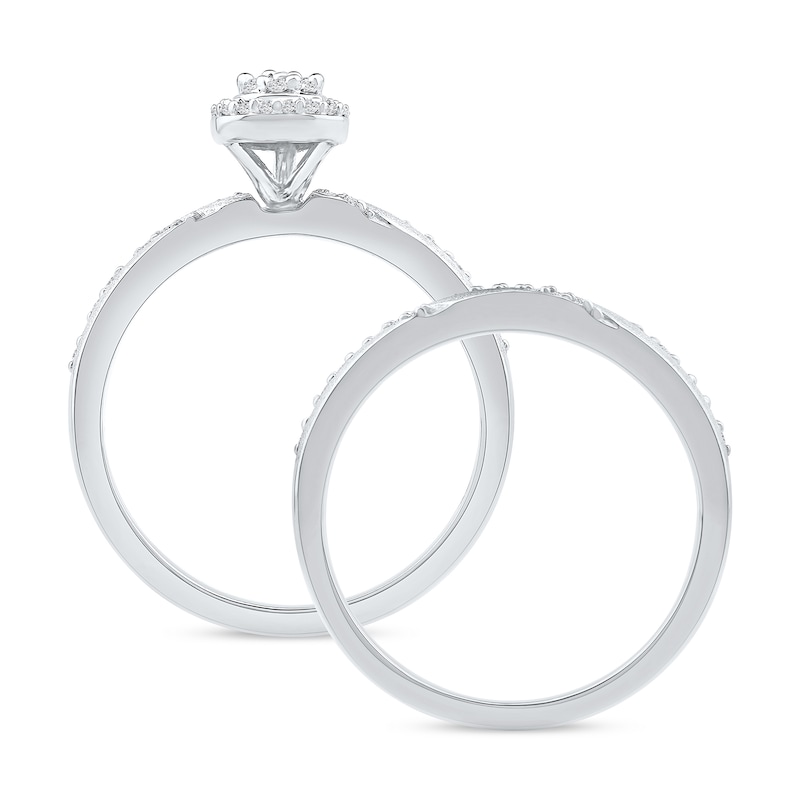 Main Image 3 of 0.36 CT. T.W. Diamond Pear Frame Bridal Set in Sterling Silver