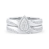 Thumbnail Image 4 of 0.36 CT. T.W. Diamond Pear Frame Bridal Set in Sterling Silver