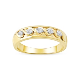 0.22 CT. T.W. Diamond “S” Curve Wedding Band in Sterling Silver with 14K Gold Plate