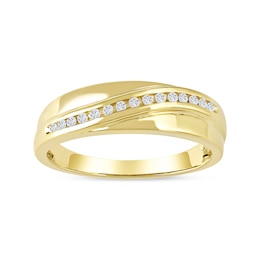 0.14 CT. T.W. Diamond Curved Ribbon Wedding Band in Sterling Silver with 14K Gold Plate