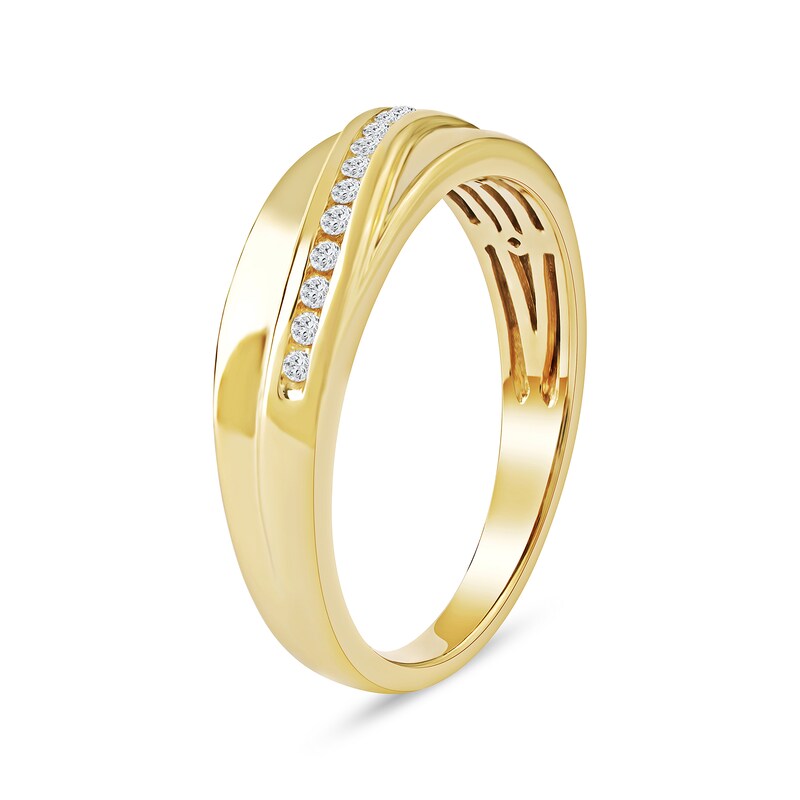 Main Image 2 of 0.14 CT. T.W. Diamond Curved Ribbon Wedding Band in Sterling Silver with 14K Gold Plate