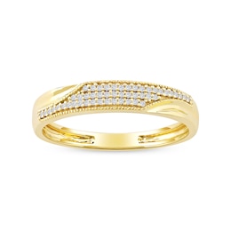 0.12 CT. T.W. Diamond Pavé Wedding Band in Sterling Silver with 14K Gold Plate
