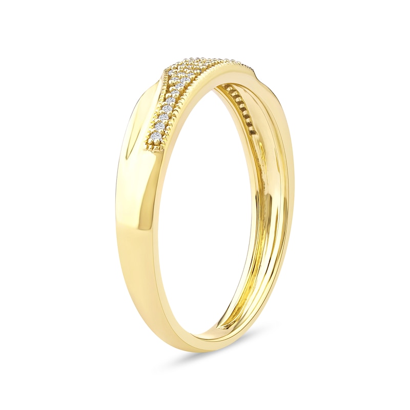 Main Image 2 of 0.12 CT. T.W. Diamond Pavé Wedding Band in Sterling Silver with 14K Gold Plate