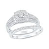 Thumbnail Image 1 of 0.40 CT. T.W. Diamond Double Cushion Frame Bridal Set in Sterling Silver