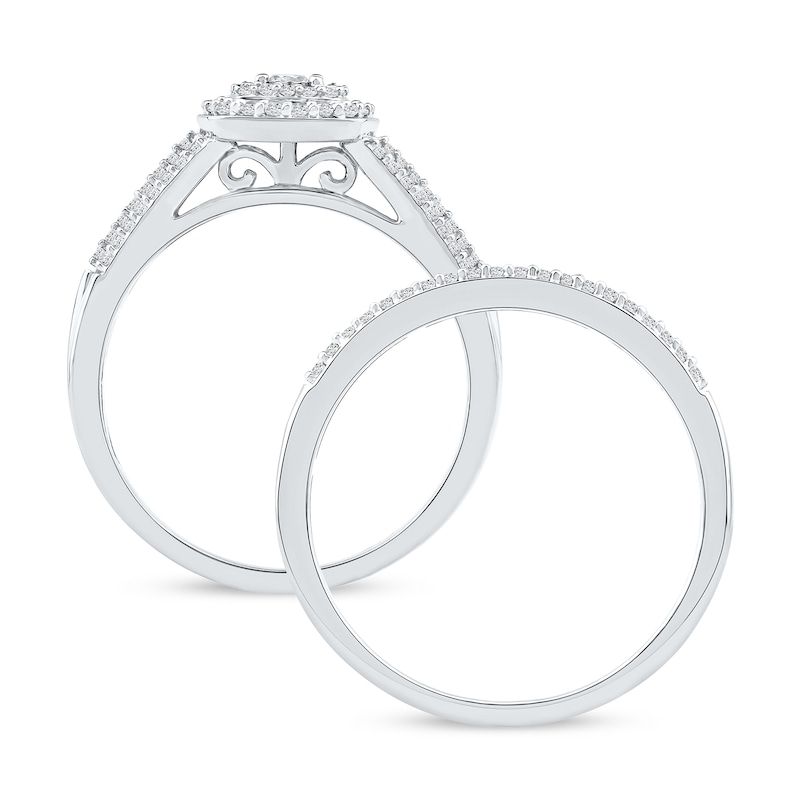 Main Image 3 of 0.40 CT. T.W. Diamond Double Cushion Frame Bridal Set in Sterling Silver