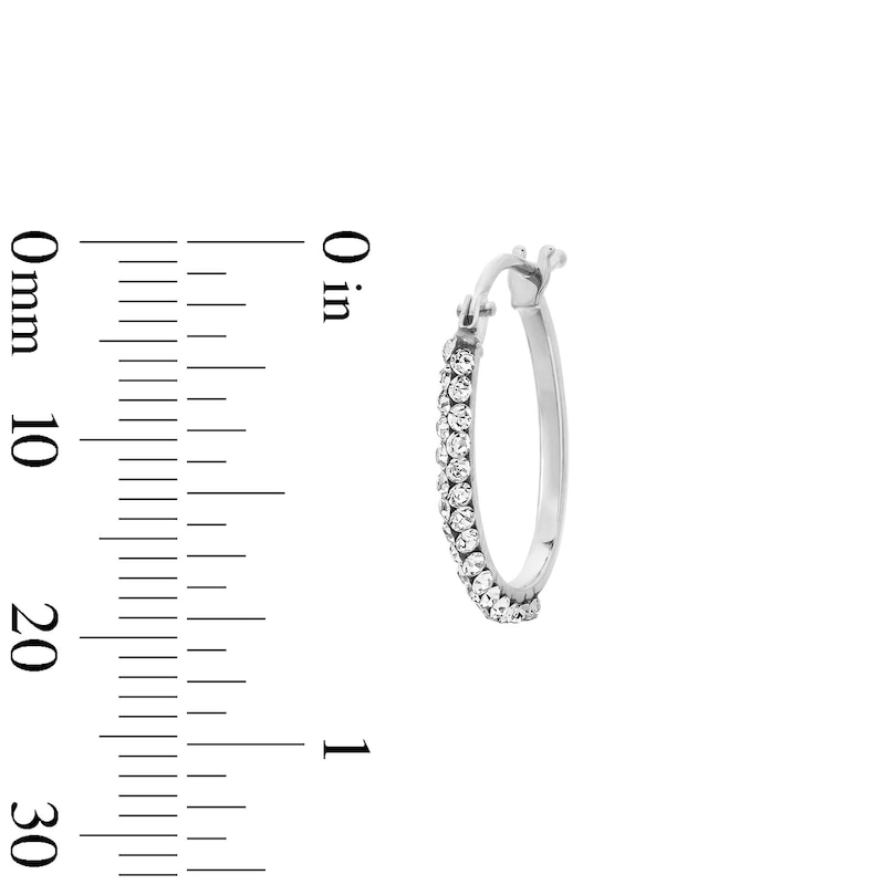 18.0mm Crystal-Lined Knife-Edge Hoop Earrings in Hollow 10K White Gold