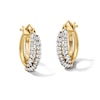 Thumbnail Image 1 of 16.0mm Crystal-Lined Crossover Hoop Earrings in Hollow 10K Gold