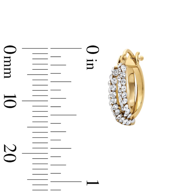 16.0mm Crystal-Lined Crossover Hoop Earrings in Hollow 10K Gold