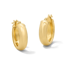 15.0mm Half-Tube Hoop Earrings in Hollow 10K Gold