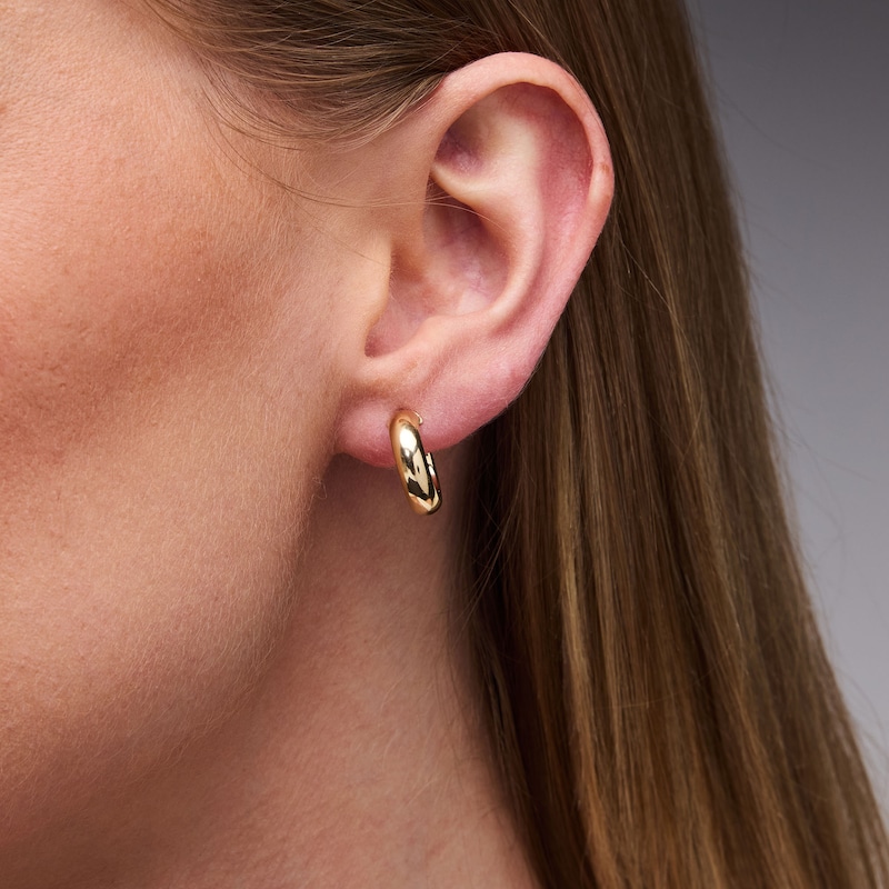 15.0mm Half-Tube Hoop Earrings in Hollow 10K Gold
