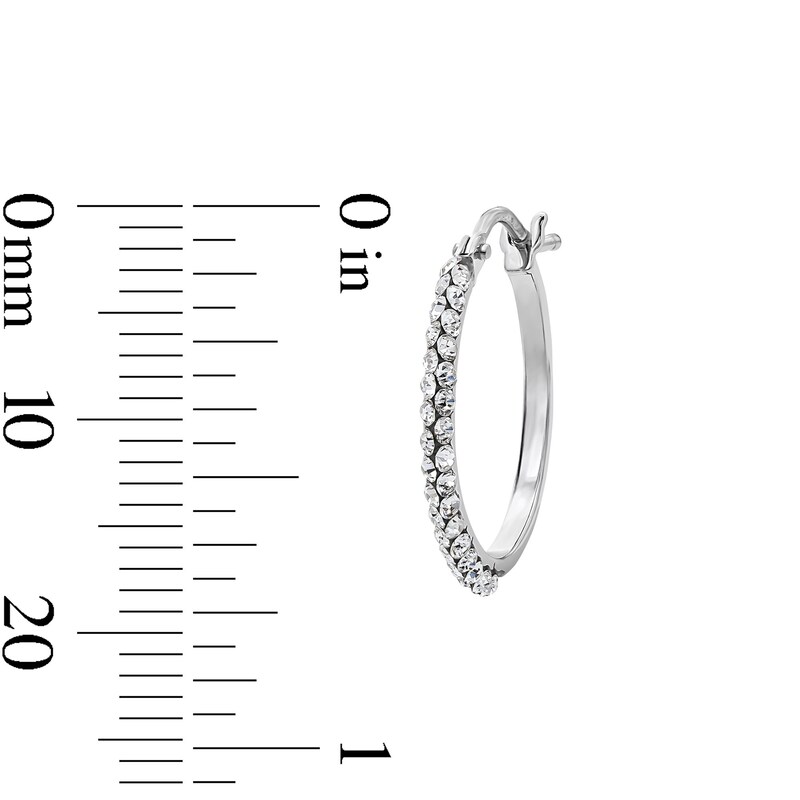 Main Image 3 of 18.0mm Crystal-Lined Knife-Edge Hoop Earrings in Hollow 10K White Gold