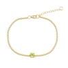 Thumbnail Image 1 of Peridot Solitaire Bead Bracelet in 14K Gold - 7.25"
