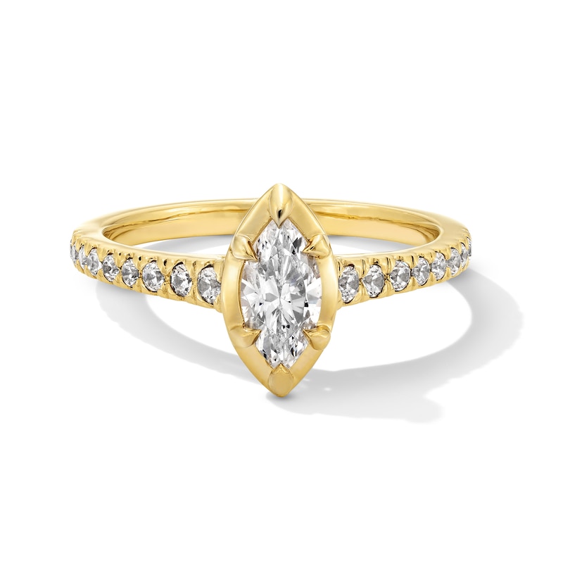 0.75 CT. T.W. Marquise-Cut Canadian Certified Centre Diamond Engagement Ring in 14K Gold (I/SI2)