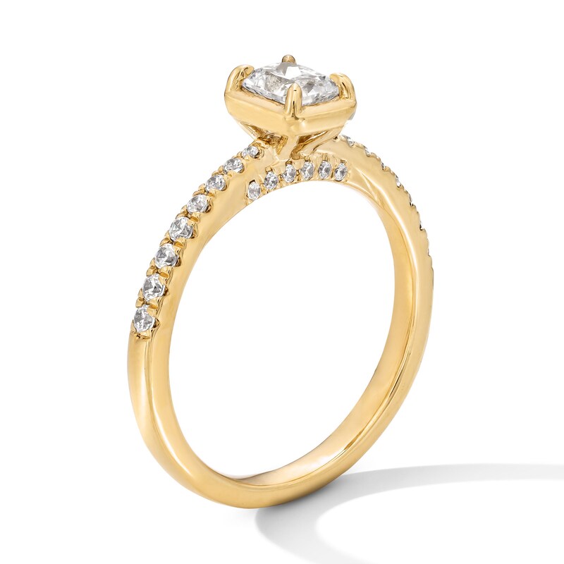 Main Image 3 of 0.75 CT. T.W. Radiant-Cut Canadian Certified Centre Diamond Engagement Ring in 14K Gold (I/SI2)