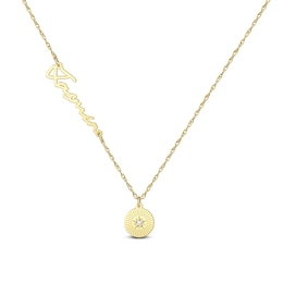 0.05 CT. T.W. Certified Lab-Grown Diamond Name Necklace with Disc Pendant (F/VS2) (1 Name)