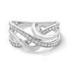 Thumbnail Image 1 of 0.25 CT. T.W. Diamond Swirl Crossover Fashion Ring in Sterling Silver
