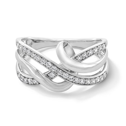 0.25 CT. T.W. Diamond Swirl Crossover Fashion Ring in Sterling Silver