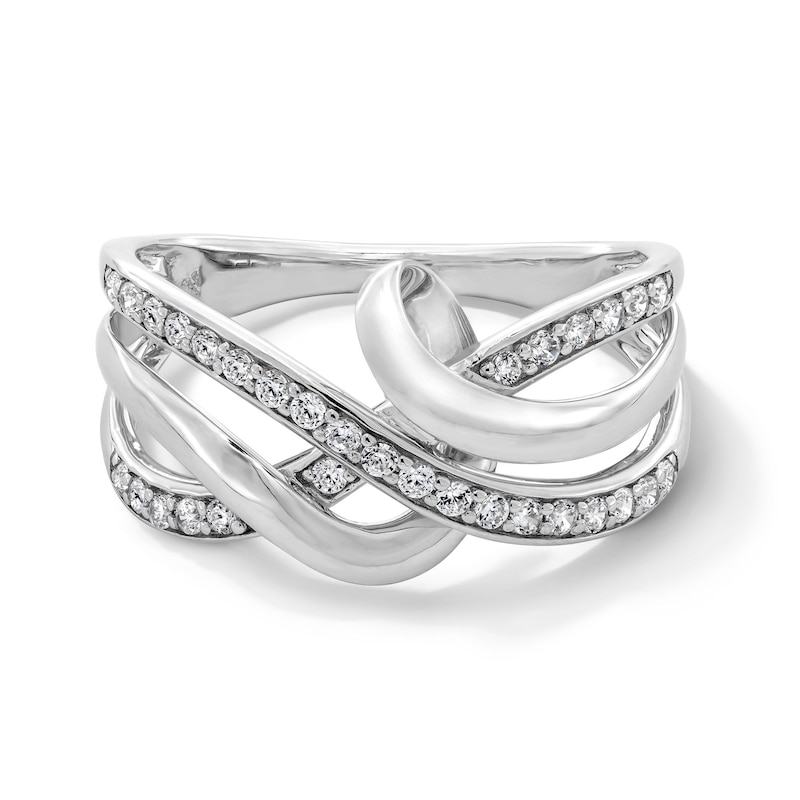0.25 CT. T.W. Diamond Swirl Crossover Fashion Ring in Sterling Silver