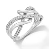 Thumbnail Image 2 of 0.25 CT. T.W. Diamond Swirl Crossover Fashion Ring in Sterling Silver