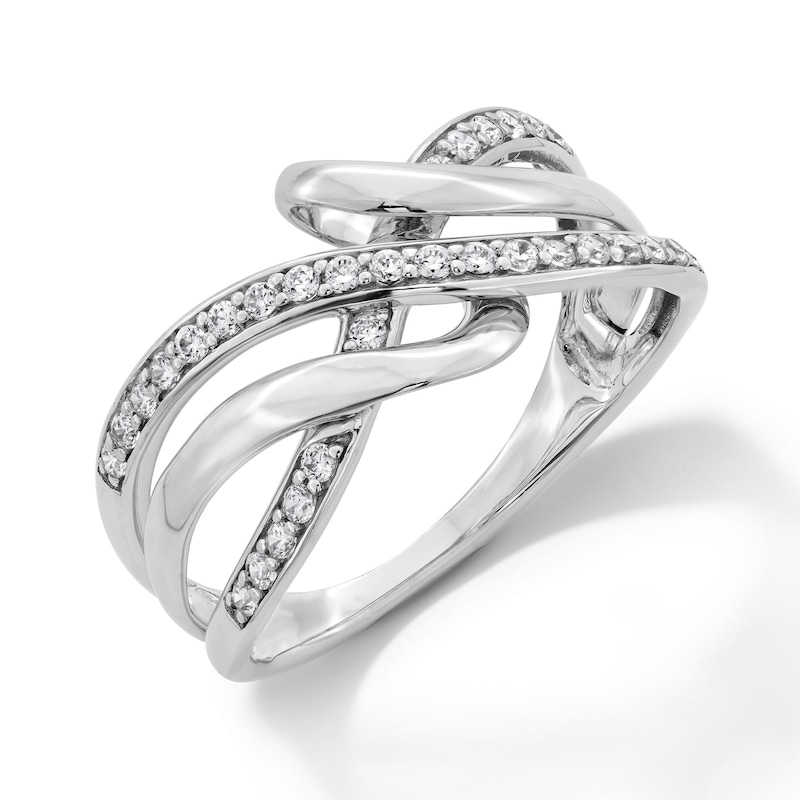 Main Image 2 of 0.25 CT. T.W. Diamond Swirl Crossover Fashion Ring in Sterling Silver