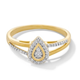 0.12 CT. T.W. Diamond Pear-Shaped Split Shank Promise Ring in 10K Gold