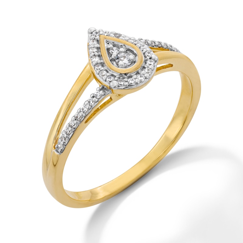 Main Image 2 of 0.12 CT. T.W. Diamond Pear-Shaped Split Shank Promise Ring in 10K Gold