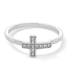 Thumbnail Image 1 of 0.05 CT. T.W. Diamond Cross Ring in Sterling Silver