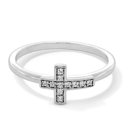 0.05 CT. T.W. Diamond Cross Ring in Sterling Silver