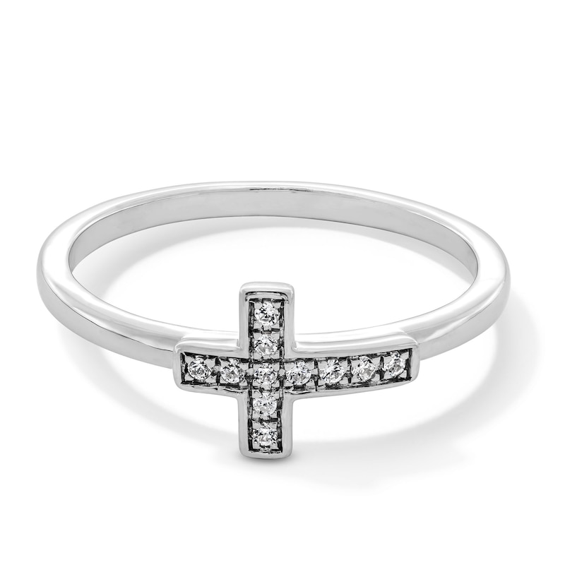0.05 CT. T.W. Diamond Cross Ring in Sterling Silver