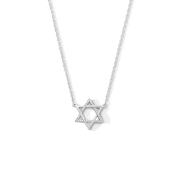 0.065 CT. T.W. Diamond Star of David Necklace in Sterling Silver