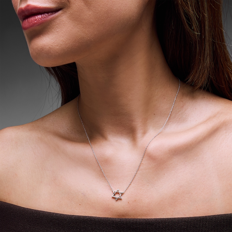 0.065 CT. T.W. Diamond Star of David Necklace in Sterling Silver