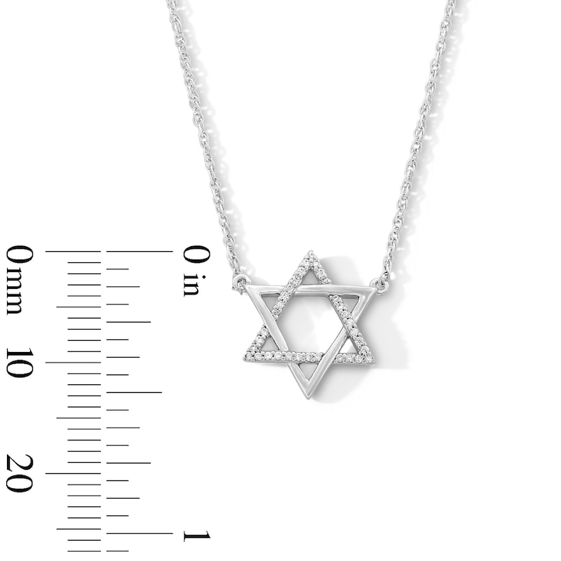 Main Image 2 of 0.065 CT. T.W. Diamond Star of David Necklace in Sterling Silver