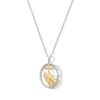 Thumbnail Image 1 of 0.12 CT. T.W. Diamond Praying Hands and Cross Pendant in Sterling Silver and 10K Gold