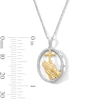 Thumbnail Image 2 of 0.12 CT. T.W. Diamond Praying Hands and Cross Pendant in Sterling Silver and 10K Gold