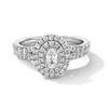 Thumbnail Image 1 of 1.00 CT. T.W. Oval Canadian Certified Centre Diamond Double Frame Bridal Set in 14K White Gold (I/I1)