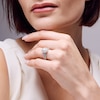 Thumbnail Image 2 of 1.00 CT. T.W. Oval Canadian Certified Centre Diamond Double Frame Bridal Set in 14K White Gold (I/I1)