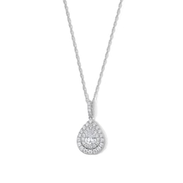 1.25 CT. T.W. Certified Pear-Shaped Lab-Grown Diamond Double Frame Necklace in 10K White Gold (F/SI2)