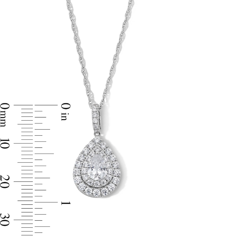 Main Image 2 of 1.25 CT. T.W. Certified Pear-Shaped Lab-Grown Diamond Double Frame Necklace in 10K White Gold (F/SI2)