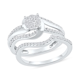 0.55 CT. T.W. Diamond Bypass Bridal Set in Sterling Silver