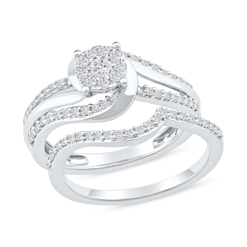 0.55 CT. T.W. Diamond Bypass Bridal Set in Sterling Silver